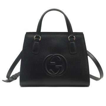 Gucci Black Leather GG Soho Top Handle Tote 2WAY / 607722 157317679