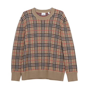 BURBERRY Check Rundstrickpullover Beige 157091284