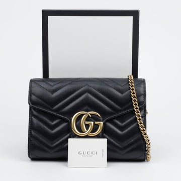 Gucci GG Marmont Matelassé Mini Chain Bag Black 157115501
