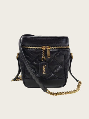 Saint Laurent Black Around Quilted Vanity Shoulder Bag 157317740
