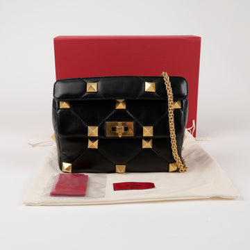 VALENTINO Große Grainleder Tote Kette Schultertasche Schwarz 157090725