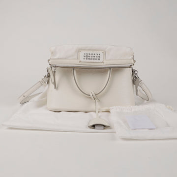 Maison Margiela Women's 5AC Mini Leather Tote Bag Ivory 157090821
