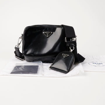 PRADA Gepolsterte Leder Schultertasche Schwarz 157090917