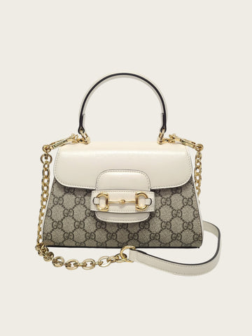 GUCCI Mini-Top-Handle-Bag aus Canvas und Leder mit GG Supreme und Horsebit 1955 157317792