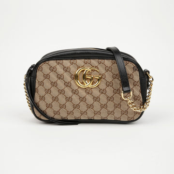 Gucci GG Marmont Original G Canvas Small Shoulder Bag Beige Ebony 157027430