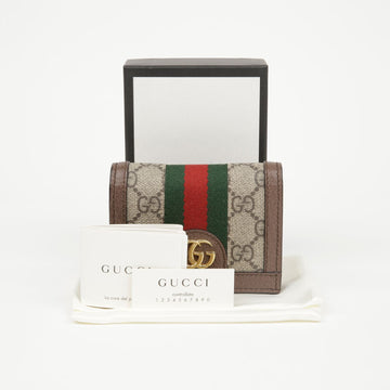 Gucci Ophidia GG Card Case Wallet Brown 157116803