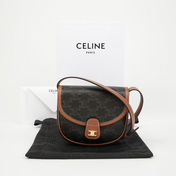 Celine Mini Triomphe Canvas Calfskin Shoulder Bag 157291661