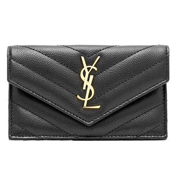Saint Laurent Caviar Monogram Card Case 612808-BOW01-1000 28848965