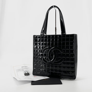 CHANEL Patent Chocolate Bar Tote Bag 157318167