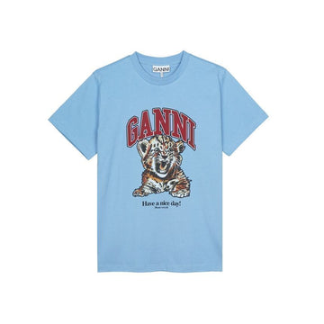 GANNI Basis Jersey Tiger Relax T-Shirt Blau T4007-745 149504351