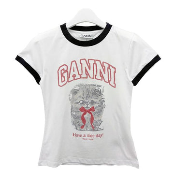 Ganni Logo Print Cotton T-Shirt Bright White 157339072