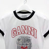 GANNI Logo-Druck Baumwoll T-Shirt kurzärmlig in Bright White (A1050030 151) 157339072 [P]
