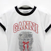 GANNI Logo-Druck Baumwoll T-Shirt kurzärmlig in Bright White (A1050030 151) 157339072 [P]