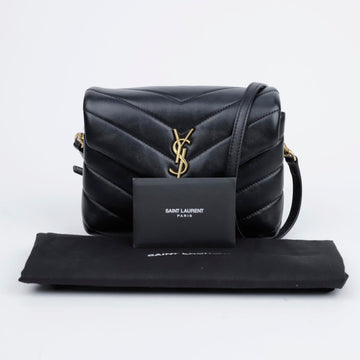 Saint Laurent Lulu Toy Quilted Leather Strap Shoulder Bag Black Gold Hardware 157115300