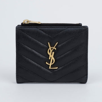 Saint Laurent Black Gold Embossed Leather Bifold Wallet 157299241