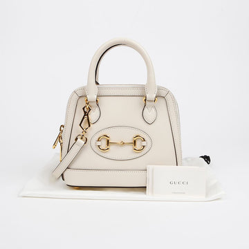 Gucci 1955 Horsebit Mini Leather Top Handle Bag White 157116770