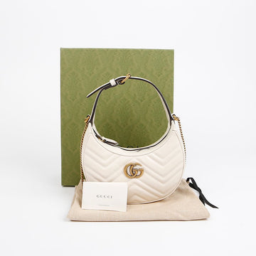 Gucci GG Marmont Half Moon Mini Shoulder Bag White 157116819