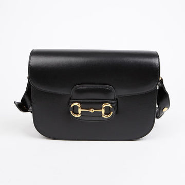 GUCCI Horsbit 1955 Kleine Leder Schultertasche Schwarz 157120708