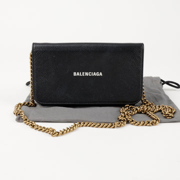 BALENCIAGA Kontinentaler Ketten Leder Clutch Tasche Schwarz 156727898