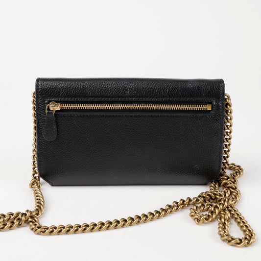 Balenciaga Continental Chain Leather Clutch Bag Black 156727898