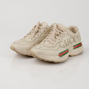 GUCCI Laiton Logo Leder Damen Sneakers Ivory 156796765
