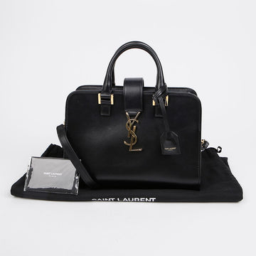 Saint Laurent Cabas Baby Black Leather Tote Bag with Gold Hardware 157205048