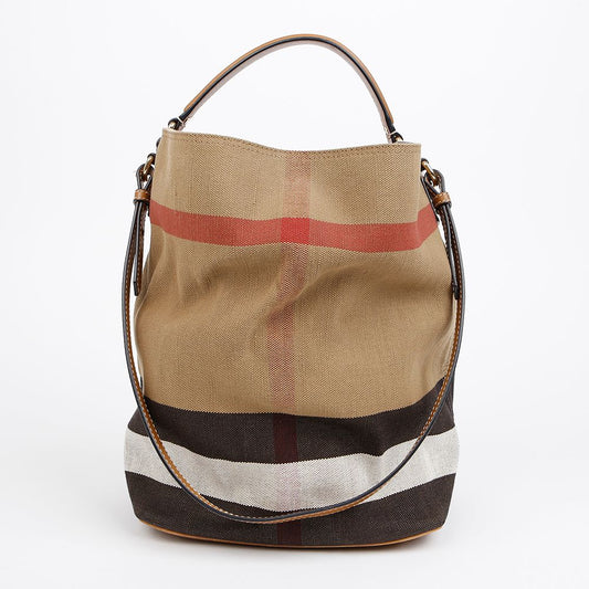 BURBERRY アシュビー ホーボー ミディアム ハウス チェック ファブリック トート ショルダーバッグ 157222051 [P]