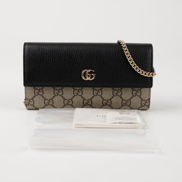 Gucci GG Marmont Supreme Canvas Leather Chain Wallet Black 156979460