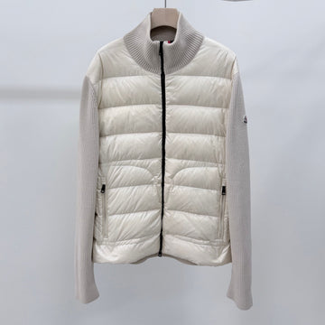 Moncler Knit Padding with Three Stripes Ivory 2XL 157343745