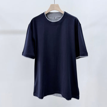 BRUNELLO CUCINELLI コットン半袖Tシャツ ネイビー 2XL 157343778