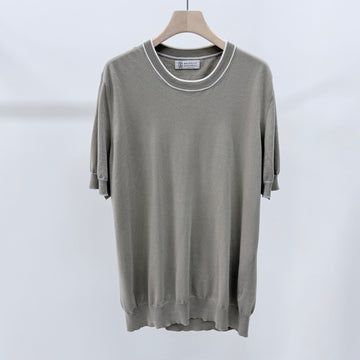 BRUNELLO CUCINELLI Kurzarm-Pullover mit Rundhalsausschnitt Gr. 54 157343780