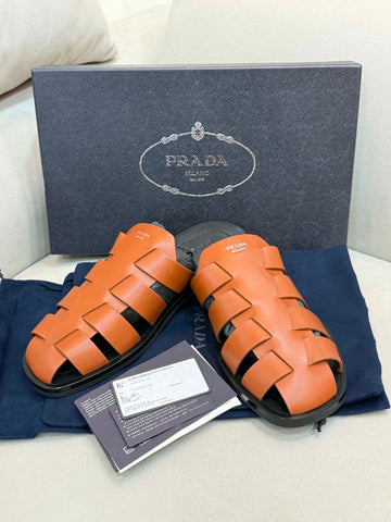 Prada Leather Fisherman Mule Slippers Size 7.5 157343867