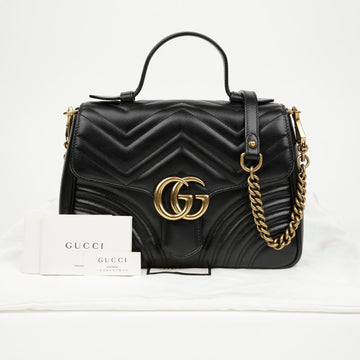 GUCCI マーモント スモール トップハンドルバッグ ブラック ゴールド 157117243