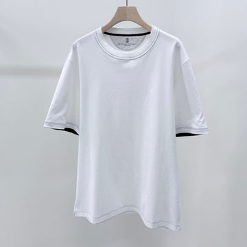 BRUNELLO CUCINELLI Klassisches Rundhals Baumwoll T-Shirt in Weiß 2XL 157343958