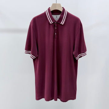 Brunello Cucinelli Cotton Polo Shirt Burgundy 2XL 157343976