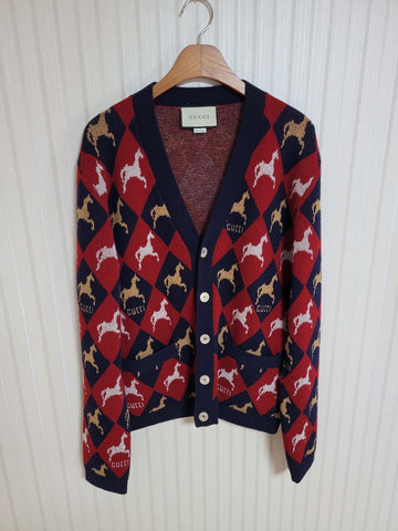 Gucci Intarsia Argyle Men's Cardigan 157344584