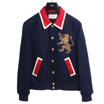 CELINE ウールフランネルライオングリッタースタジアムテディジャケットロイヤルブルーRV0KC239D07RB 157344841