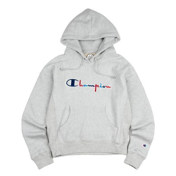 Champion Reverse Weave 3-Color Script Women's Hoodie Oxford Gray 118695458 [P]