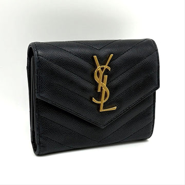 Saint Laurent Monogram Matelassé Compact Wallet Black 157349566