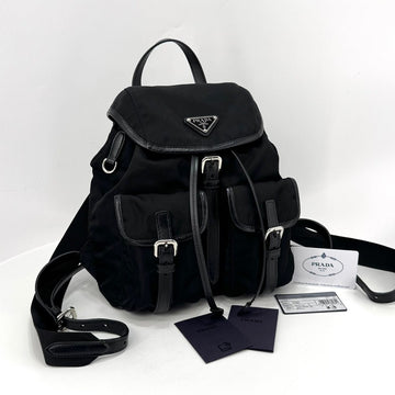 PRADA トゥーポケット三角ロゴナイロンバックパックブラック 157351232