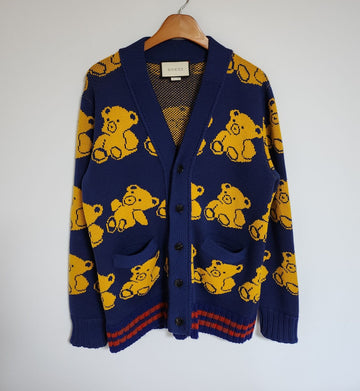 Gucci Blue Teddy Bear Cardigan Men 442638 X1357 157360043
