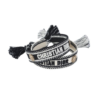 DIOR ブラックホワイト刺繍ウーブンダブルブレスレット 37373 157372175