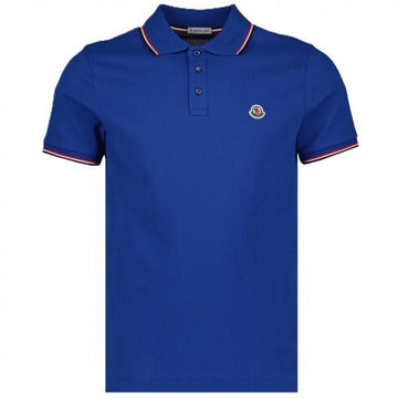 Moncler Short Sleeve Polo T-shirt with Logo Patch and Three-Line Lining 157360522