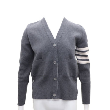 THOM BROWNE Virgin Wool Cardigan mit V-Ausschnitt und diagonalen Streifen Damen 2/42 157375955