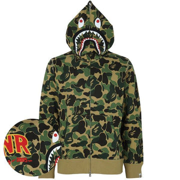 BAPE 26SS グリーン PONR ABC カモ シャーク フーデッド ジャケット 001ZPM301008M 157378081 [P]