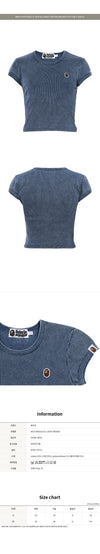 BAPE Light Indigo Ape Head One Point Crop T-Shirt 157379184 [P]