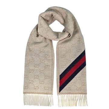 Gucci Wool Scarf 570603 3G200 9568 Web Logo Beige 149747661