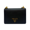 Prada Saffiano Leather Chain Flap Shoulder Bag Black Gold 1BD133 157386636 [P]