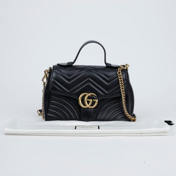 GUCCI GG Marmont Small Top Handle Bag Schwarz mit goldenen Akzenten 157203091