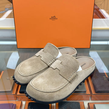HERMES MIX Wildleder-Mulesandalen Slipper Beige H261951 157388795